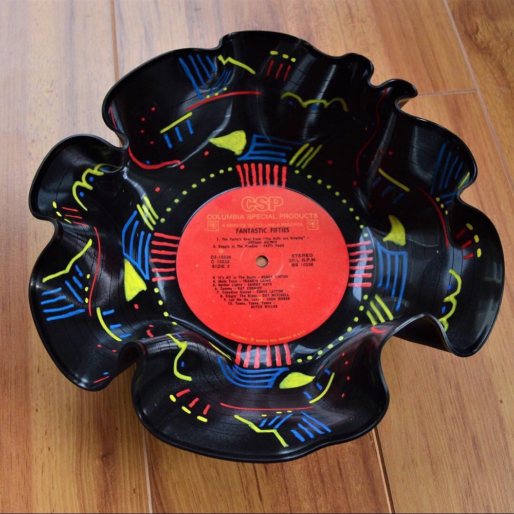 Hand Painted Record Bowl